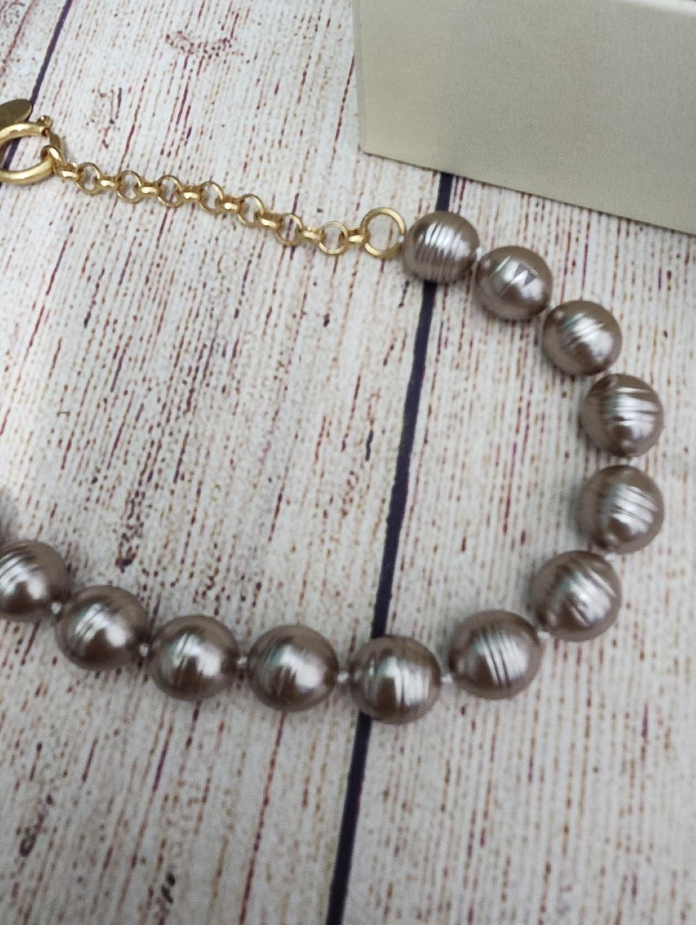 Chanel Gold & Silver Pearl Chain Necklace - Silver Pearls - Picture 3 of 7